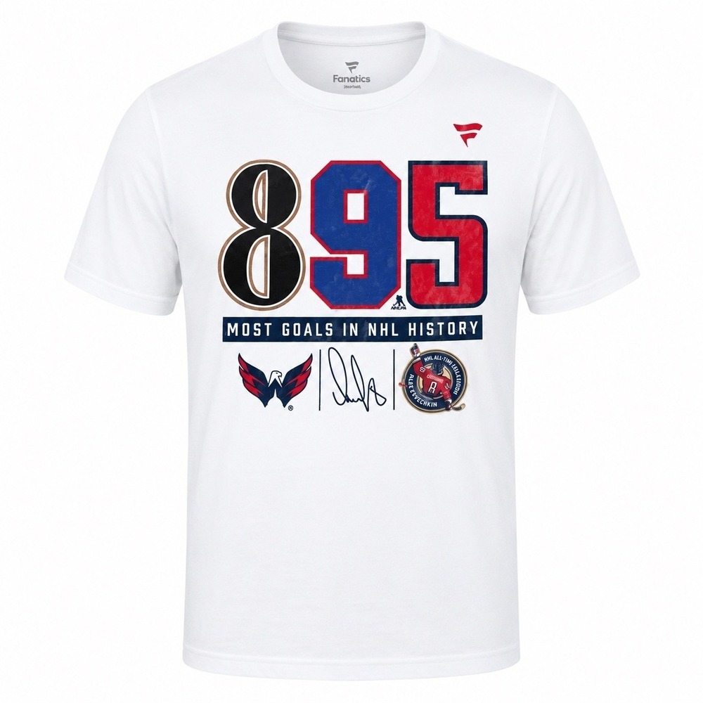 Fanatics NWT Alex Ovechkin Washington Capitals 895 Goals NHL T-Shirt Mens Med